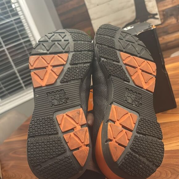 Timberland Pro Orange Gray Radius Knit Slip On Composite Safety Toe Shoe Size 14 - Picture 10 of 13